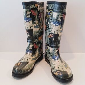 Nature Breeze NYC graphic rain boots - vintage